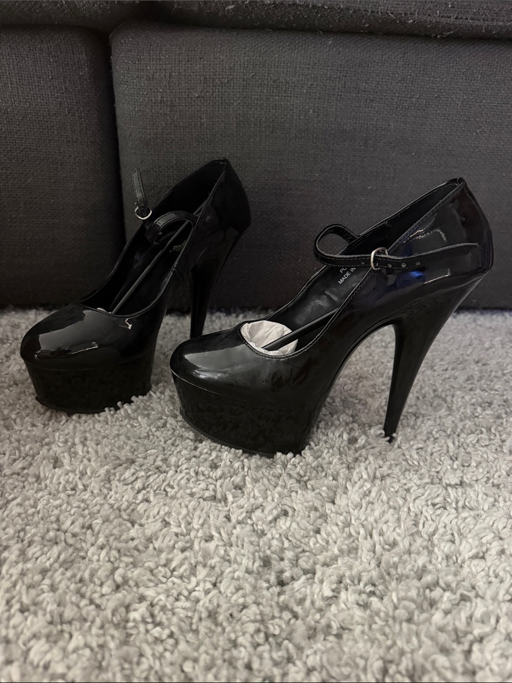 Pleaser Black Patent Mary Jane Platform Heels